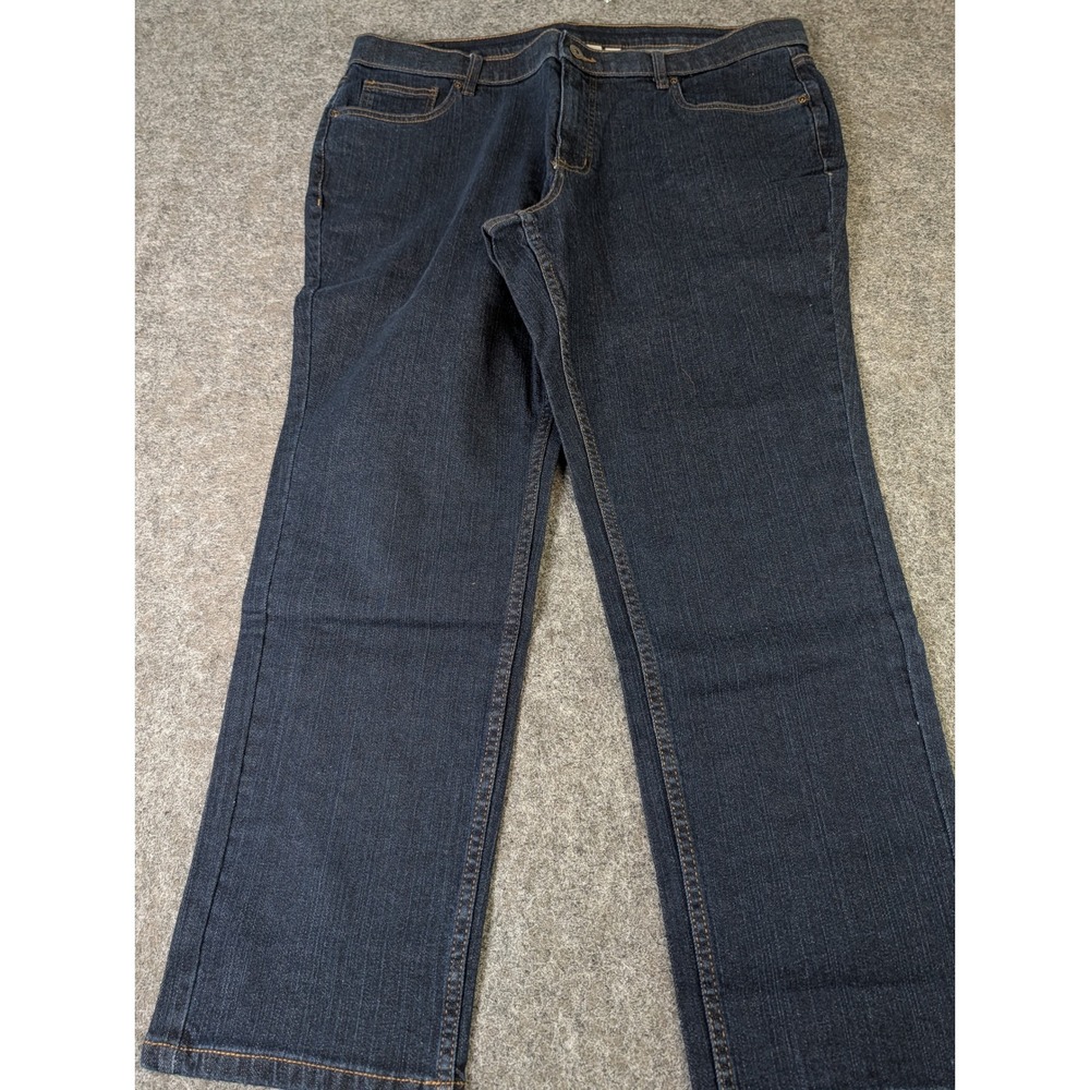 Denim & Co Womens 18WP Petite Dark Wash Straight Leg Jeans Indigo Stretch Cotton
